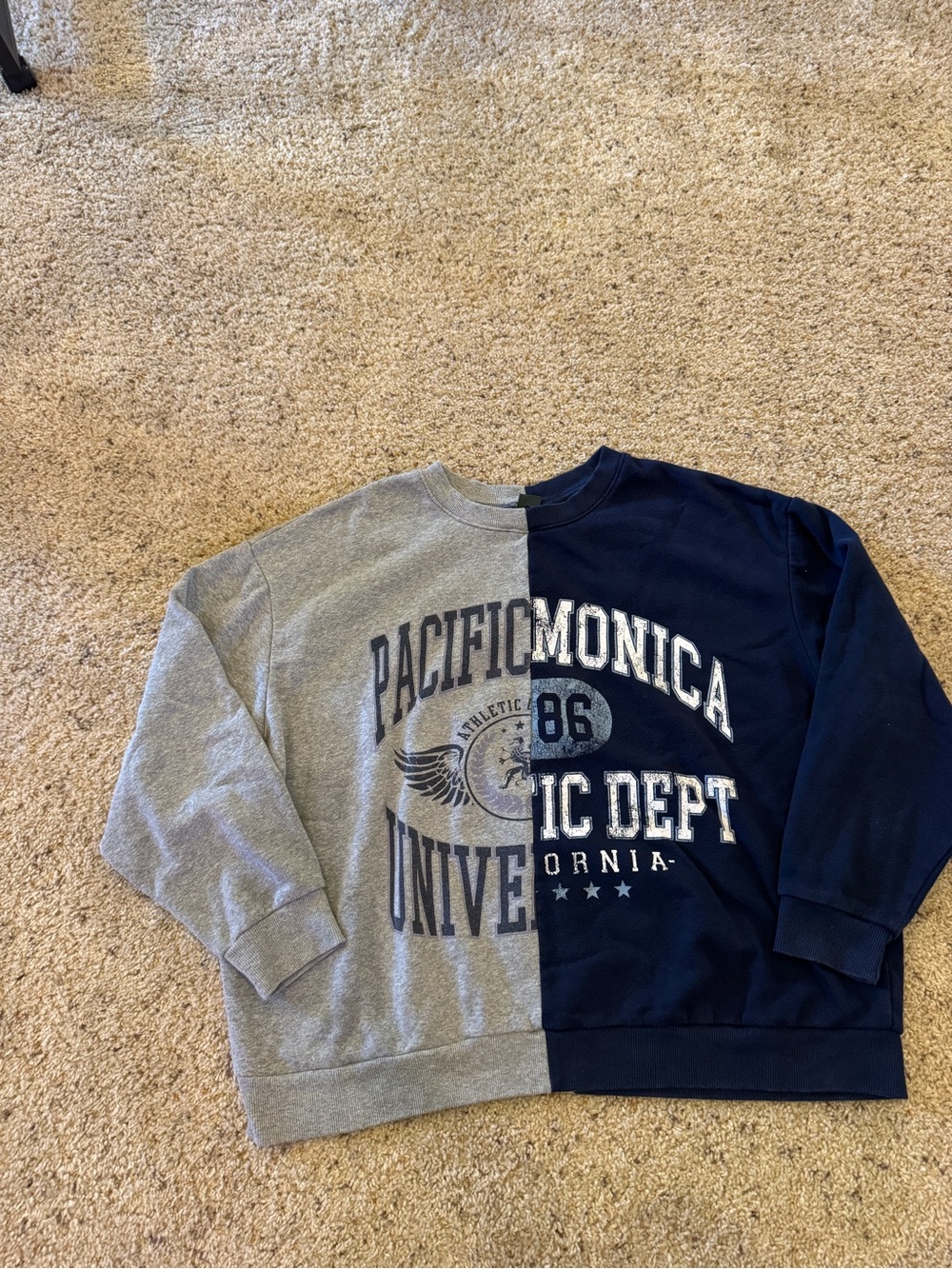 wild fable Gray and Navy Split Graphic Sweatshirt - Picture 1 of 3